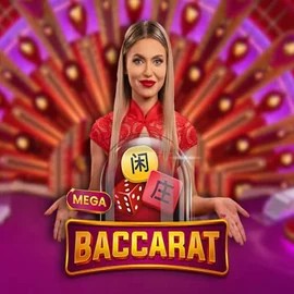 Mega Baccarat online game logo by Pragmatic Play on afkspin.eu.com